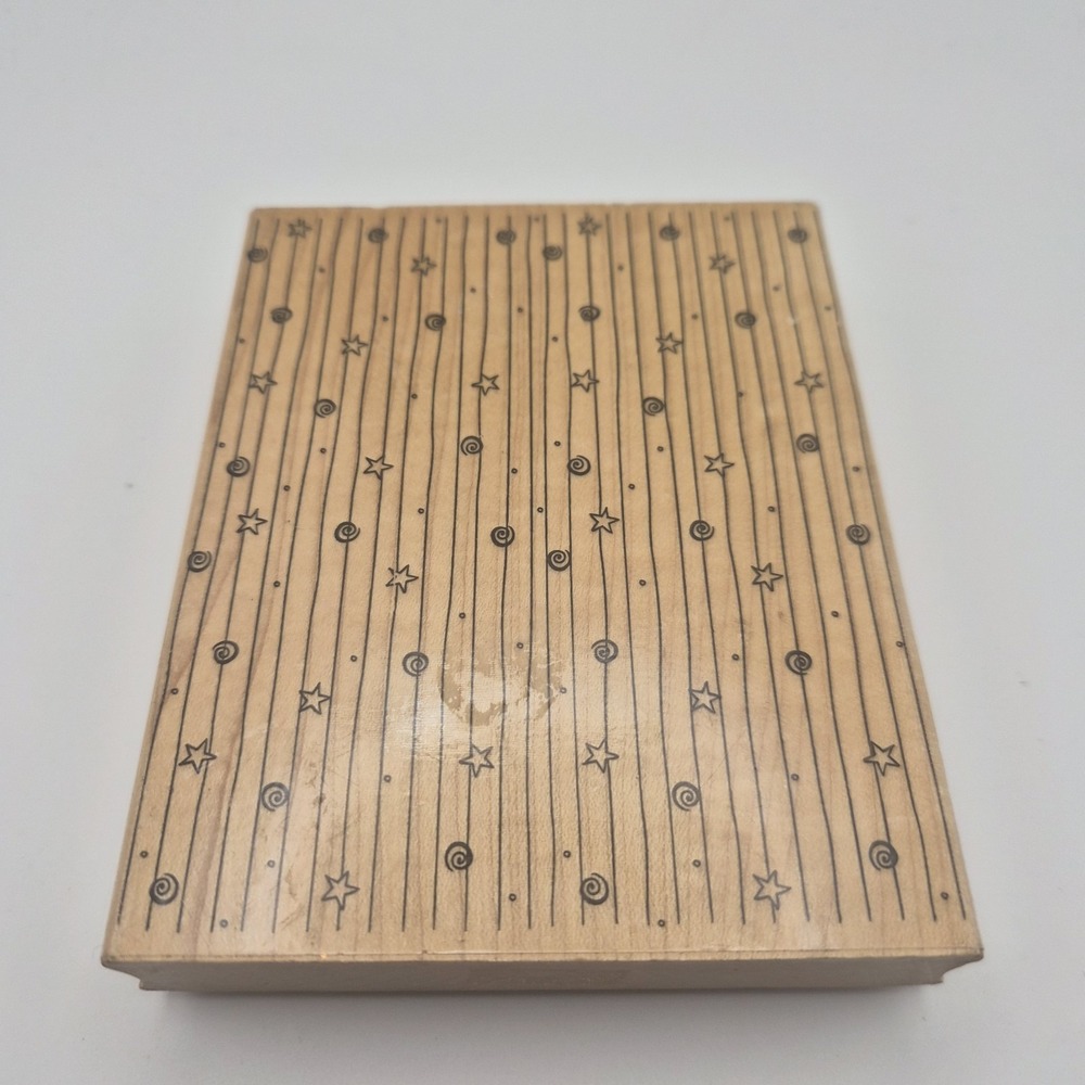 Hero Arts Large Background Rubber Stamp Stars Swirls Stripes Wood Mounted...